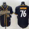 Men’s Pittsburgh Steelers #76 Troy Fautanu Black With Patch Cool Base Stitched Baseball Jerseys