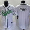 Men’s Philadelphia Eagles White Team Big Logo Cool Base Stitched Baseball Jersey