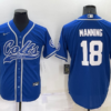 Men’s Indianapolis Colts #18 Peyton Manning Blue Stitched MLB Cool Base Nike Baseball Jersey