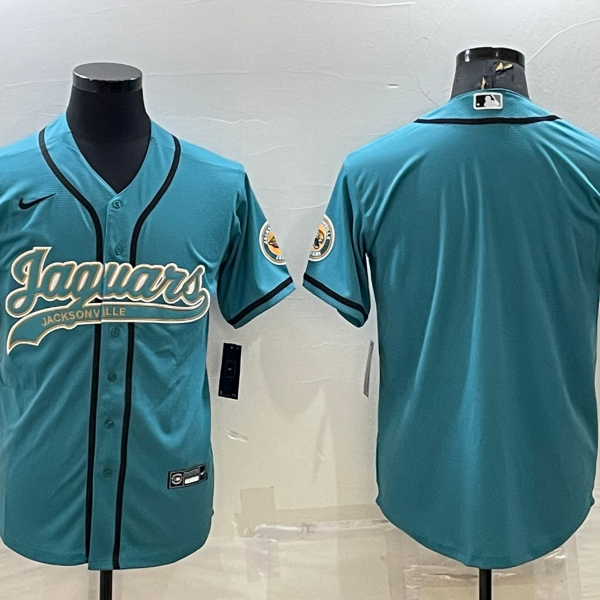 Men’s Jacksonville Jaguars Blank Teal With Patch Cool Base Stitched Baseball Jersey