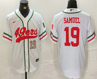 Men’s San Francisco 49ers #19 Deebo Samuel Number White Mexico Cool Base Stitched Baseball Jersey