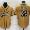 Men’s New Orleans Saints #32 Tyrann Mathieu Gold Stitched MLB Cool Base Nike Baseball Jersey
