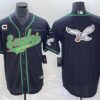 Men’s Philadelphia Eagles Black Team Big Logo With C Patch Cool Base Stitched Baseball Jersey