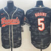 Men’s Cincinnati Bengals #5 Tee Higgins Gray Camo With Patch Cool Base Stitched Baseball Jersey