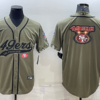 Men’s San Francisco 49ers Olive Salute to Service Team Big Logo Cool Base Stitched Baseball Jersey