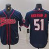 Men’s Houston Texans #51 Will Anderson Jr Navy With Patch Cool Base Stitched Baseball Jersey