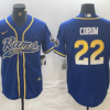 Men’s Los Angeles Rams #22 Blake Corum Royal Cool Base Stitched Baseball Jersey