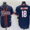Men’s Chicago Bears #18 Caleb Williams Navy BlueWith Patch Cool Base Stitched Baseball Jersey