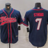 Men’s Houston Texans #7 CJ Stroud Navy With Patch Cool Base Stitched Baseball Jersey
