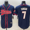 Men’s Houston Texans #7 C.J. Stroud Navy With Patch Cool Base Stitched Baseball Jersey