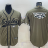 Men’s Philadelphia Eagles Olive Salute to Service Team Big Logo Cool Base Stitched Baseball Jersey
