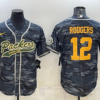 Men’s Green Bay Packers #12 Aaron Rodgers Grey Gold Camo With Patch Cool Base Stitched Baseball Jersey