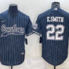 Men’s Dallas Cowboys #22 Emmitt Smith Navy With Patch Cool Base Stitched Baseball Jersey