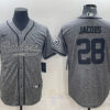 Men’s Las Vegas Raiders #28 Josh Jacobs Gray With Patch Cool Base Stitched Baseball Jersey