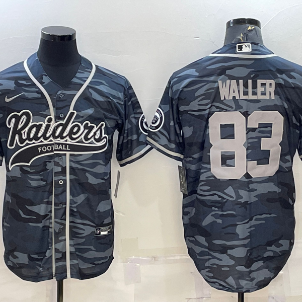 Men’s Las Vegas Raiders #83 Darren Waller Grey Camo With Patch Cool Base Stitched Baseball Jersey