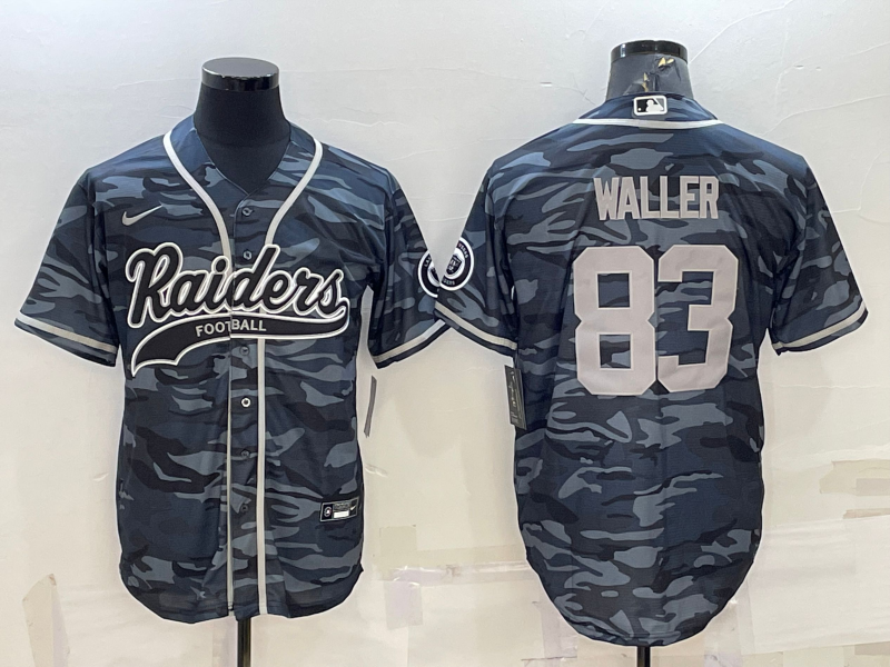 Men’s Las Vegas Raiders #83 Darren Waller Grey Camo With Patch Cool Base Stitched Baseball Jersey