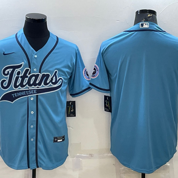 Men’s Tennessee Titans Blank Blue With Patch Cool Base Stitched Baseball Jersey