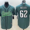 Men’s Philadelphia Eagles #62 Jason Kelce Green With Patch Cool Base Stitched Baseball Jersey