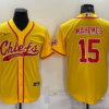 Men’s Kansas City Chiefs #15 Patrick Mahomes Gold With Patch Cool Base Stitched Baseball Jersey