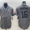 Men’s San Francisco 49ers #16 Joe Montana Gray With Patch Cool Base Stitched Baseball Jersey