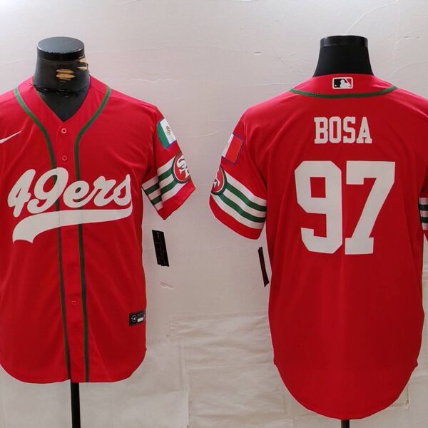 Men’s San Francisco 49ers #97 Nick Bosa Red Mexico Cool Base Stitched Baseball Jersey