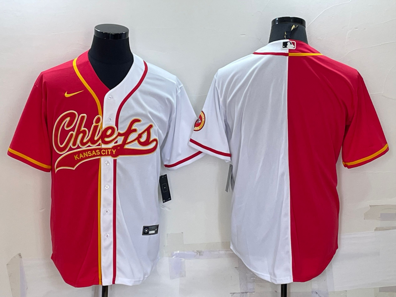 Men’s Kansas City Chiefs Blank Red White Two Tone With Patch Cool Base Stitched Baseball Jersey