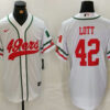 Men’s San Francisco 49ers #42 Ronnie Lott White Mexico Cool Base Stitched Baseball Jersey