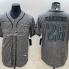 Men’s Philadelphia Eagles #26 Miles Sanders Grey Gridiron With Patch Cool Base Stitched Baseball Jersey