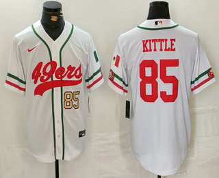 Men’s San Francisco 49ers #85 George Kittle Number White Mexico Cool Base Stitched Baseball Jersey