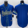 Men’s Seattle Seahawks Blank Blue With Patch Cool Base Stitched Baseball Jersey