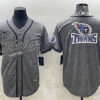 Men’s Tennessee Titans Gray Team Big Logo With Patch Cool Base Stitched Baseball Jersey