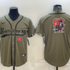 Men’s Tampa Bay Buccaneers Olive Salute to Service Team Big Logo Cool Base Stitched Baseball Jersey
