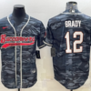 Men’s Tampa Bay Buccaneers #12 Tom Brady Grey Camo With Patch Cool Base Stitched Baseball Jersey
