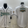 Men’s Jacksonville Jaguars White Team Big Logo With Patch Cool Base Stitched Baseball Jersey