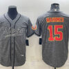 Men’s Kansas City Chiefs #15 Patrick Mahomes Gray With Patch Cool Base Stitched Baseball Jersey