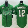 Men’s Philadelphia Eagles #12 Randall Cunningham Green C Patch Cool Base Stitched Baseball Jersey