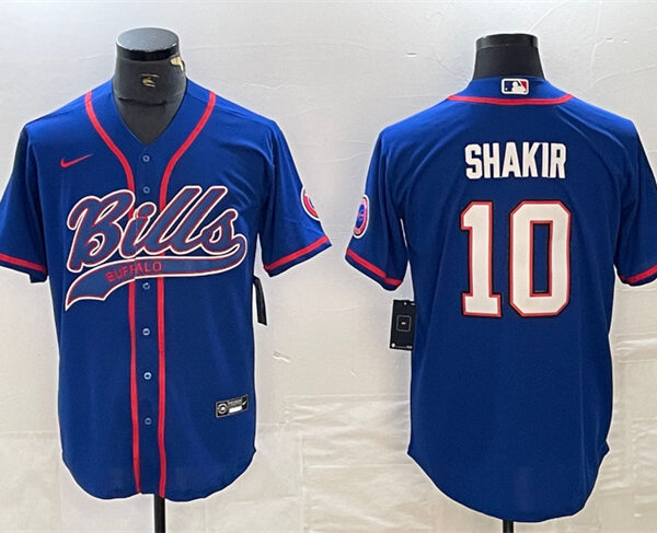 Men’s Buffalo Bills #10 Khalil Shakir With Patch Cool Base Stitched Baseball Jersey