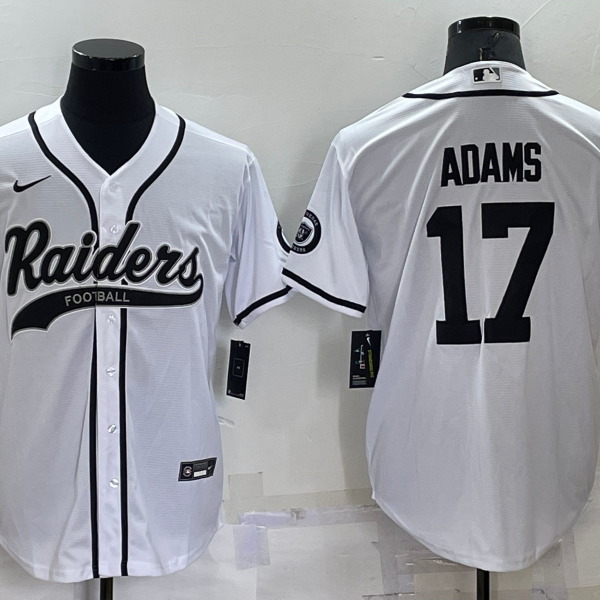 Men’s Las Vegas Raiders #17 Davante Adams White Stitched MLB Cool Base Nike Baseball Jersey