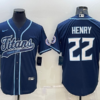Men’s Tennessee Titans #22 Derrick Henry Navy With Patch Cool Base Stitched Baseball Jersey