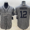 Men’s Green Bay Packers #12 Aaron Rodgers Grey Gridiron With Patch Cool Base Stitched Baseball Jersey