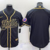 Men’s Buffalo Bills Blank Black Gold With Patch Cool Base Stitched Baseball Jersey