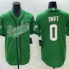 Men’s Philadelphia Eagles #0 DAndre Swift Green Cool Base Stitched Baseball Jersey