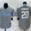 Men’s Detroit Lions #20 Barry Sanders Gray Cool Base Stitched Baseball Jersey