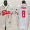 Men’s San Francisco 49ers #8 Steve Young Number White Mexico Cool Base Stitched Baseball Jersey