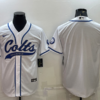 Men’s Indianapolis Colts Blank White Cool Base Stitched Baseball Jersey