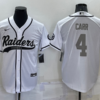 Men’s Las Vegas Raiders #4 Derek Carr White Grey Stitched MLB Cool Base Nike Baseball Jersey