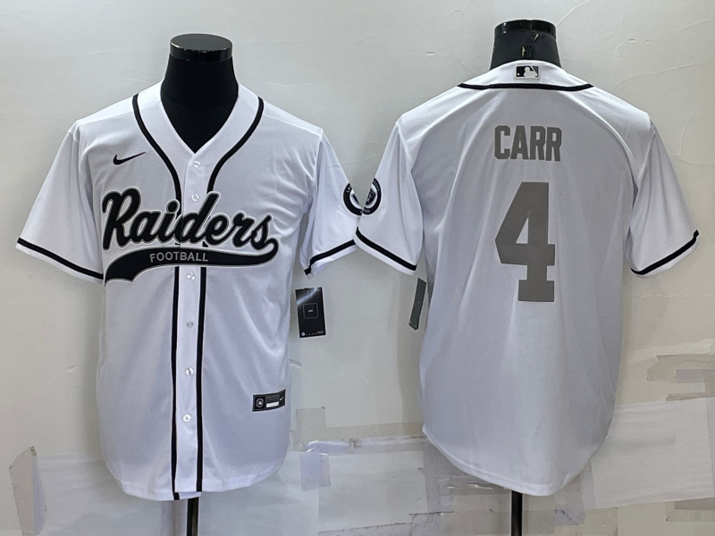 Men’s Las Vegas Raiders #4 Derek Carr White Grey Stitched MLB Cool Base Nike Baseball Jersey