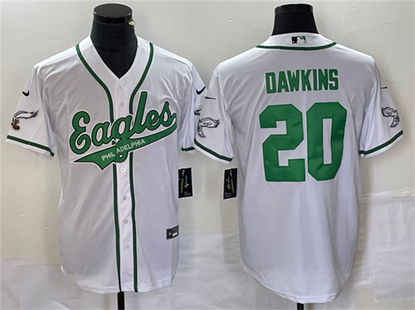 Men’s Philadelphia Eagles #20 Brian Dawkins White Cool Base Baseball Stitched Jersey