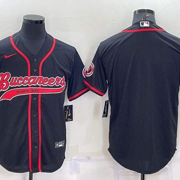 Men’s Tampa Bay Buccaneers Blank Black Cool Base Stitched Baseball Jersey