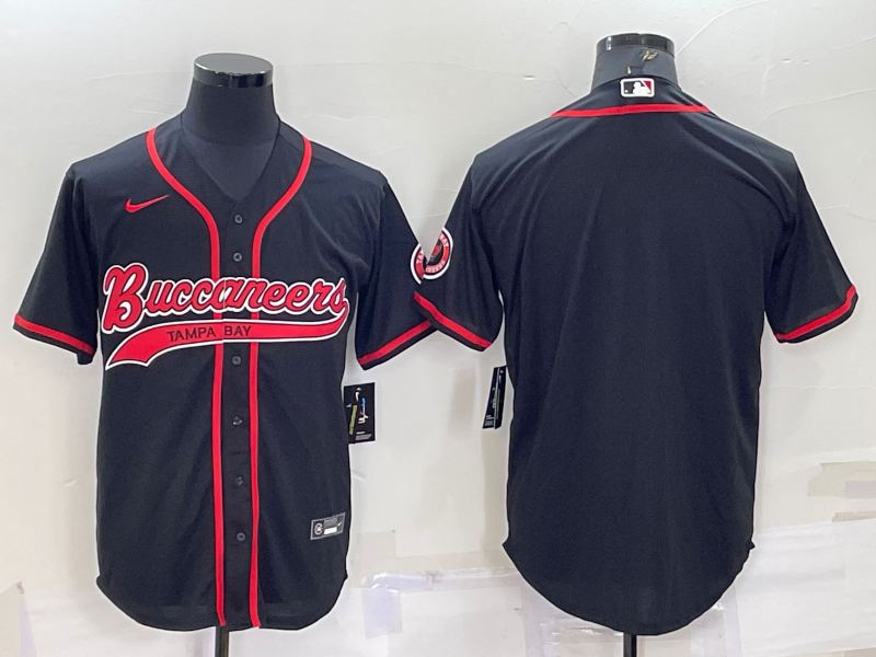 Men’s Tampa Bay Buccaneers Blank Black Cool Base Stitched Baseball Jersey